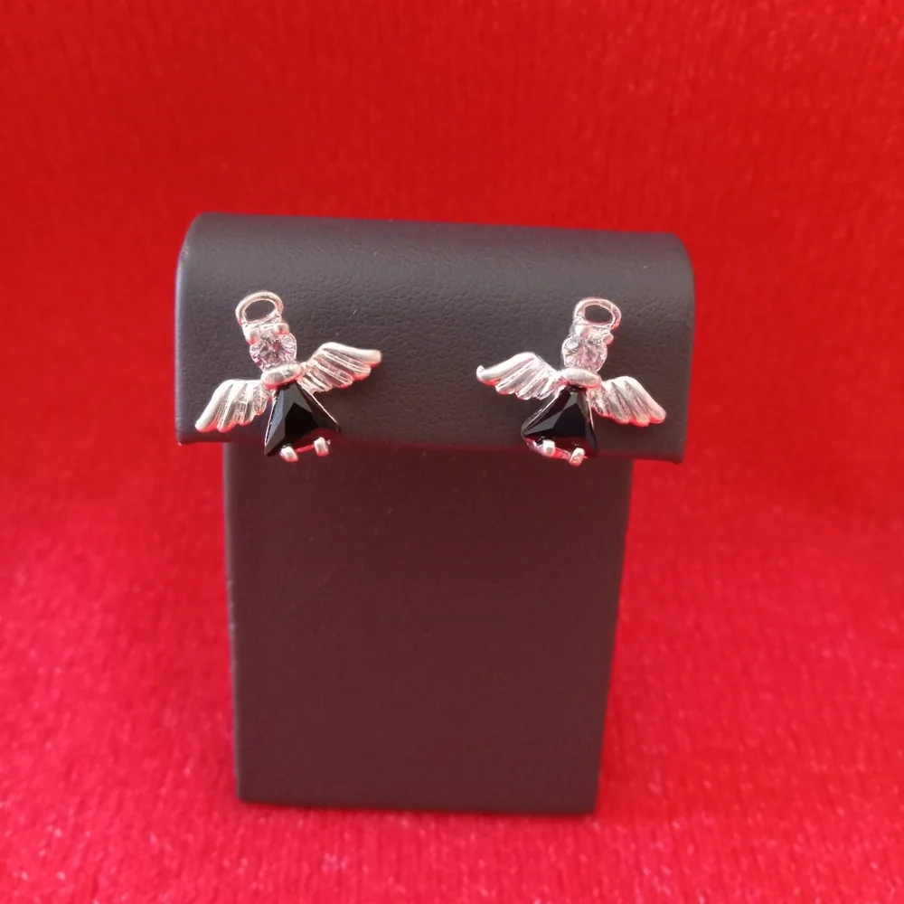 Sterling Silver with‎ zircon Angel post stud earrings.